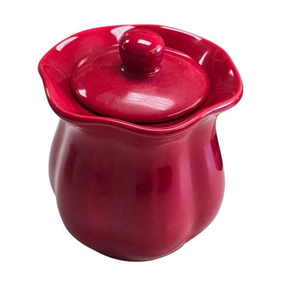 Red Decorative Ceramic Jar With Lid - Picture 1 of 8